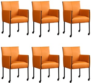 Leren eetkamerstoel more, bruin leer, bruine keukenstoelen