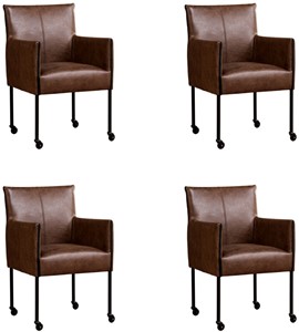 Leren eetkamerstoel more, bruin leer, bruine keukenstoelen