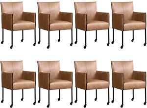 Leren eetkamerstoel more, bruin leer, bruine keukenstoelen