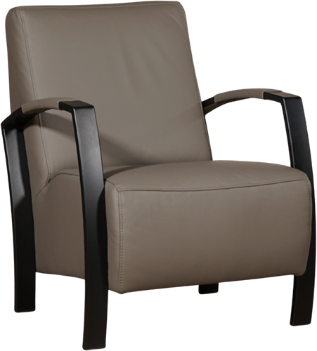 Leren industriële fauteuil Glory - Toledo Leer Smog - Frame zwart