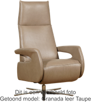 Leren relaxfauteuil Note met geintegreerd voetenbank - Granada leer Savannah - Large - Stervoet chroom-1
