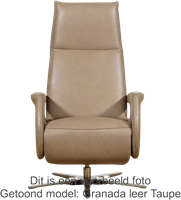 Leren relaxfauteuil Note met geintegreerd voetenbank - Granada leer Savannah - Large - Stervoet chroom-2