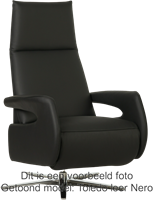Leren relaxfauteuil Note met geintegreerd voetenbank - Granada leer Graphite - Small - Stervoet geborsteld RVS-1