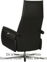 Leren relaxfauteuil Note met geintegreerd voetenbank - Granada leer Graphite - Small - Stervoet geborsteld RVS-3