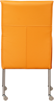 Leren eetkamerstoel Spark - met wieltjes en armleuning - Toledo Leer Mandarin - Poot - RVS - Skate wiel transparant-3