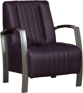 Leren fauteuil glamour 179 paars, paars leer, paarse stoel