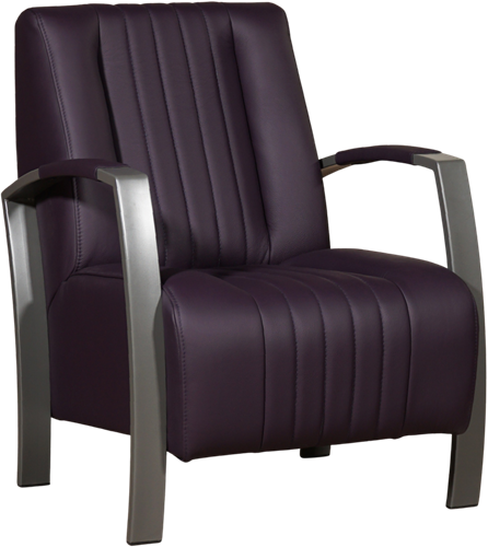 Leren industriële fauteuil Glamour - Toledo Leer Merlin - Frame grijs