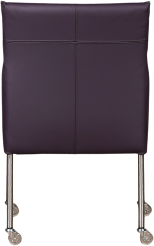Leren eetkamerstoel Desire - met wieltjes en armleuning - Toledo Leer Merlin - Poot - RVS - Skate wiel transparant-3