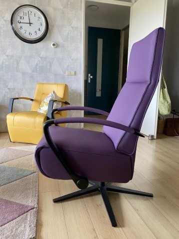 Leren relaxfauteuil met stalen frame - paars leer