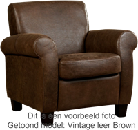 Leren fauteuil Perfection - Toledo Leer Mandarin - Hout bruin-1