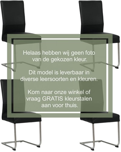 Leren eetkamerstoel Piece sledepoot rond - set van 4 stoelen - Hermes Bianco (gebroken wit) - Kleur poot, RVS