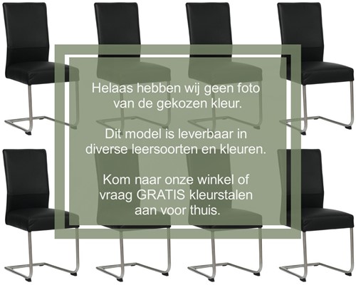 Leren eetkamerstoel Piece sledepoot rond - set van 8 stoelen - Hermes Bruin (bruin) - Kleur poot, RVS