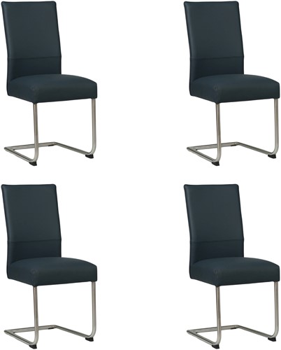 Leren eetkamerstoel Piece sledepoot rond - set van 4 stoelen