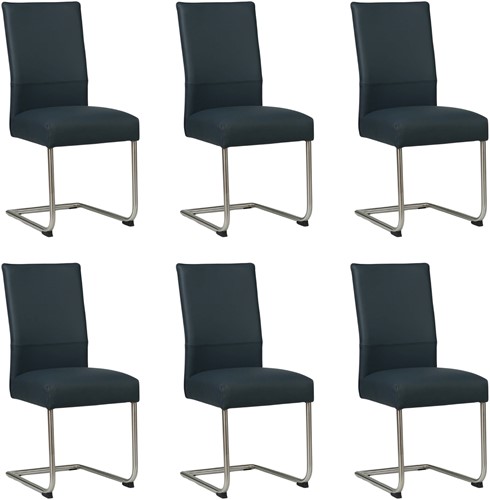 Leren eetkamerstoel Piece sledepoot rond - set van 6 stoelen