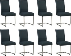 Leren eetkamerstoel Piece sledepoot rond - set van 8 stoelen