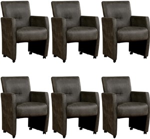 Leren eetkamerfauteuil pleasure, grijs leer, grijze keukenstoelen
