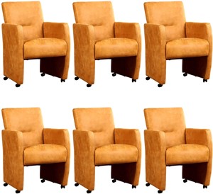 Leren eetkamerfauteuil pleasure, bruin leer, bruine keukenstoelen