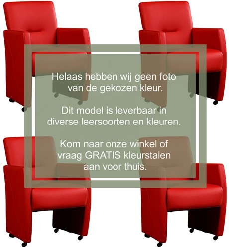Leren eetkamerfauteuil Pleasure - set van 4 stoelen - Hermes Leer Red - Met handgreep - Zwart