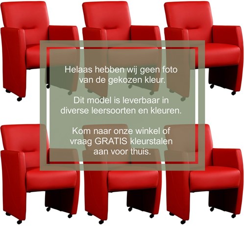 Leren eetkamerfauteuil Pleasure - set van 6 stoelen - Hermes Leer Caffe - Met handgreep - Zwart