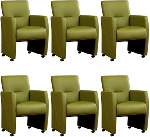 Leren eetkamerfauteuil pleasure, groen leer, groene keukenstoelen
