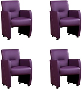 Leren eetkamerfauteuil pleasure, paars leer, paarse keukenstoelen