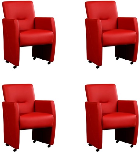 Leren eetkamerfauteuil Pleasure - set van 4 stoelen - Toledo Leer Ducati - Met handgreep - Zwart