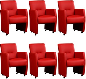 Leren eetkamerfauteuil pleasure, rood leer, rode keukenstoelen