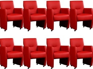 Leren eetkamerfauteuil pleasure, rood leer, rode keukenstoelen