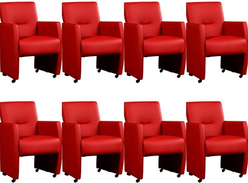 Leren eetkamerfauteuil Pleasure - set van 8 stoelen - Toledo Leer Ducati - Met handgreep - Zwart