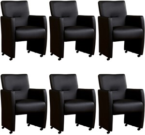 Leren eetkamerfauteuil pleasure, zwart leer, zwarte keukenstoelen