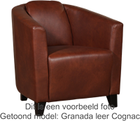 Leren kuipstoel Press - Granada leer Rouge - Hout bruin-1