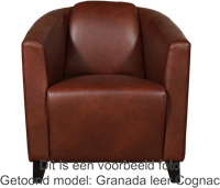 Leren kuipstoel Press - Elegance Green (donkergroen) - Poot hout, Bruin-2