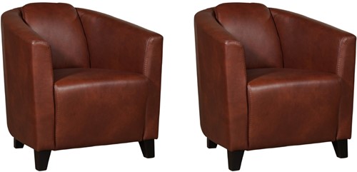 Leren kuipstoel Press - set van 2 fauteuils