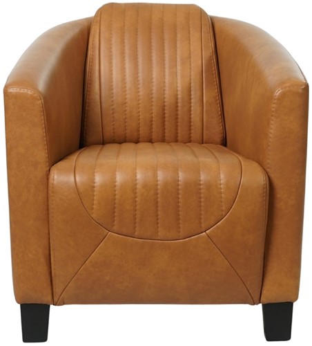Leren kuipstoel Press Special - Granada leer Sahara - Hout zwart-2