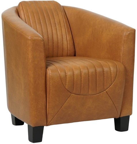 Leren kuipstoel Press Special - Granada leer Sahara - Hout zwart