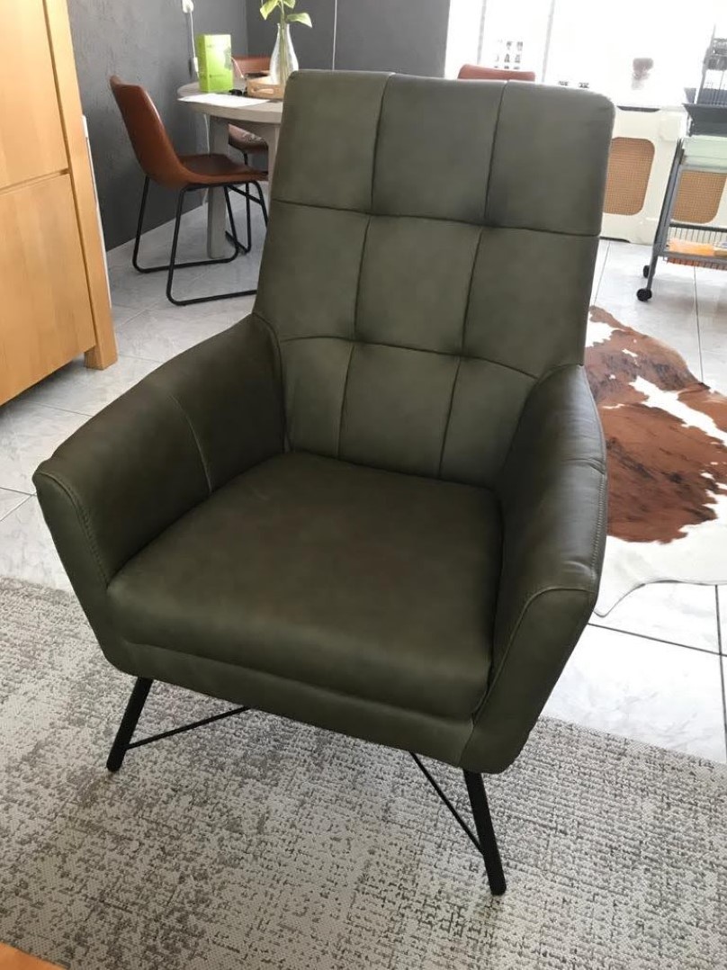 poort enkel en alleen Dinkarville Leren fauteuil volledig gestoffeerd - met hoge rug - groen leer ShopX