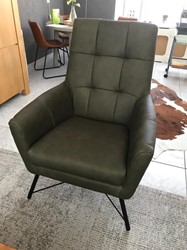 Leren fauteuil volledig gestoffeerd - met hoge rug - groen leer