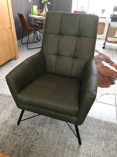 Leren fauteuil volledig gestoffeerd - met hoge rug - groen leer