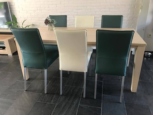 Set van 6 leren eetkamerstoelen - diverse kleuren leer