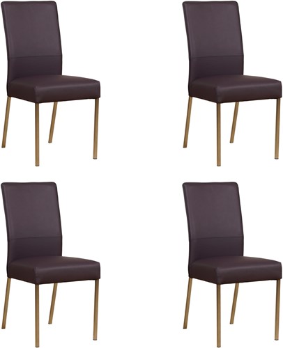 Leren eetkamerstoel Real - set van 4 stoelen - Toledo Leer Merlin - Kleur poot, RVS
