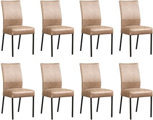 Leren eetkamerstoel real, bruin leer, bruine keukenstoelen