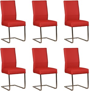 Leren eetkamerstoel remix, rood leer, rode keukenstoelen