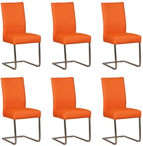 Leren eetkamerstoel remix, oranje leer, oranje keukenstoelen