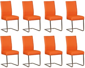 Leren eetkamerstoel remix, oranje leer, oranje keukenstoelen