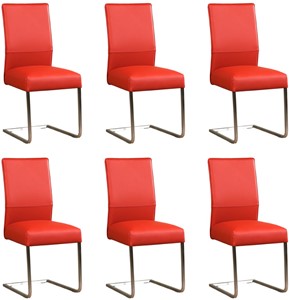 Leren eetkamerstoel remix, rood leer, rode keukenstoelen