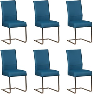 Leren eetkamerstoel remix, turquoise leer, turquoise keukenstoelen