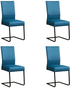 Leren eetkamerstoel remix, turquoise leer, turquoise keukenstoelen