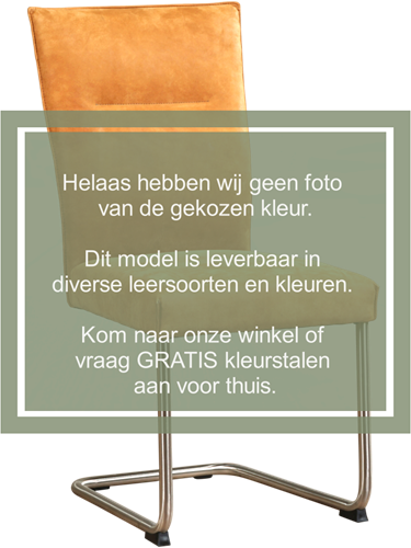 Leren eetkamerstoel Retro sledepoot rond - Granada leer Sahara - RVS