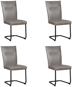 Leren eetkamerstoel retro, grijs leer, grijze keukenstoelen