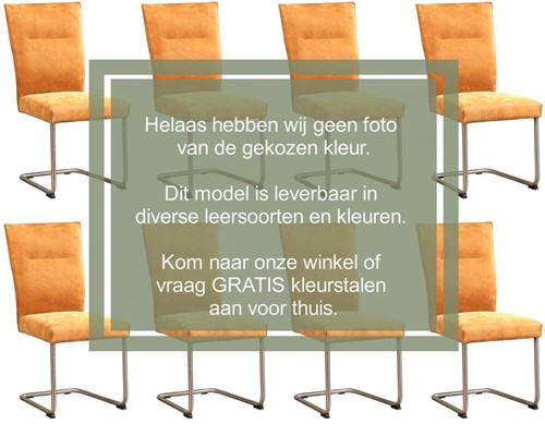 Leren eetkamerstoel Retro - set van 8 stoelen - Granada leer Steel - Kleur poot, RVS